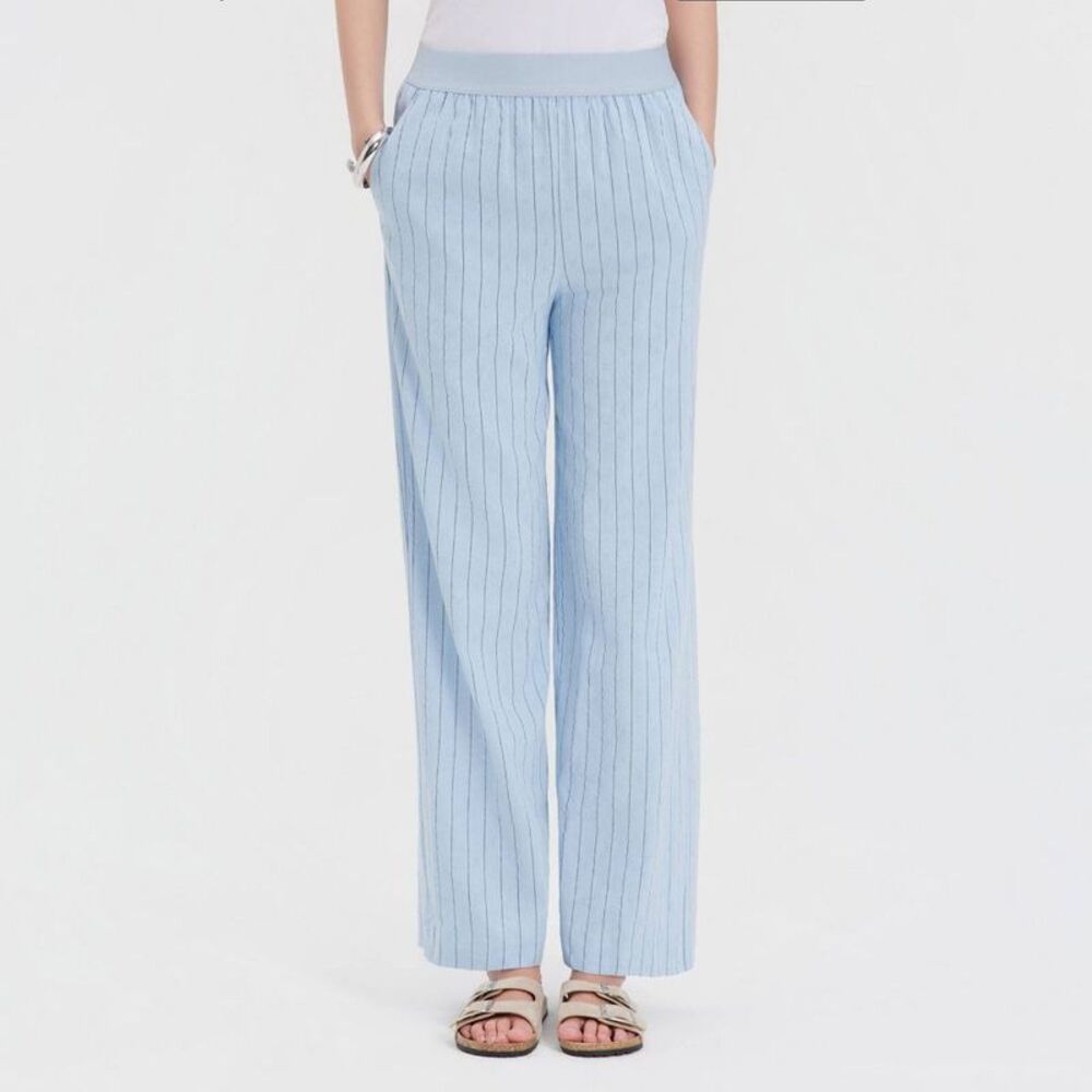 Women's Mid-Rise Wide Leg Pull-On Pants - Universal Thread Blue Striped XXL
